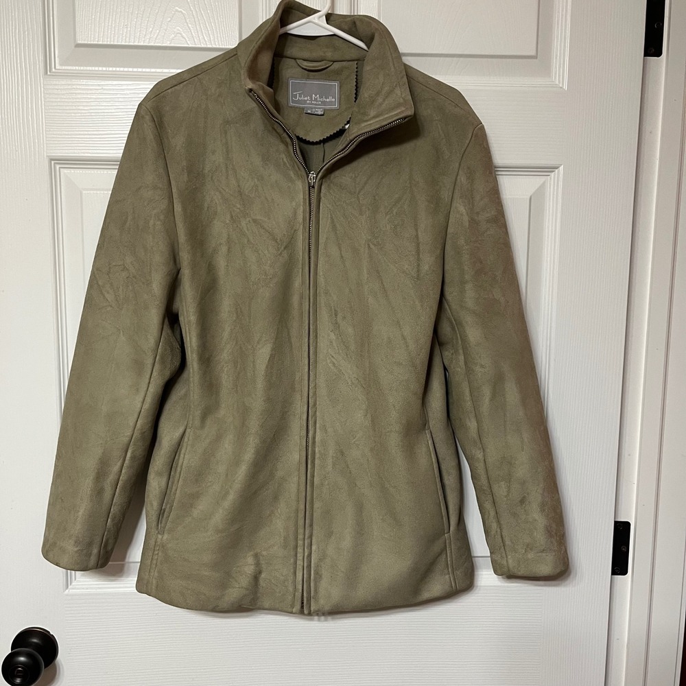 Juliet Michelle by Adler Faux‎ Suede Zip Up Jacket Pale Sage Size M